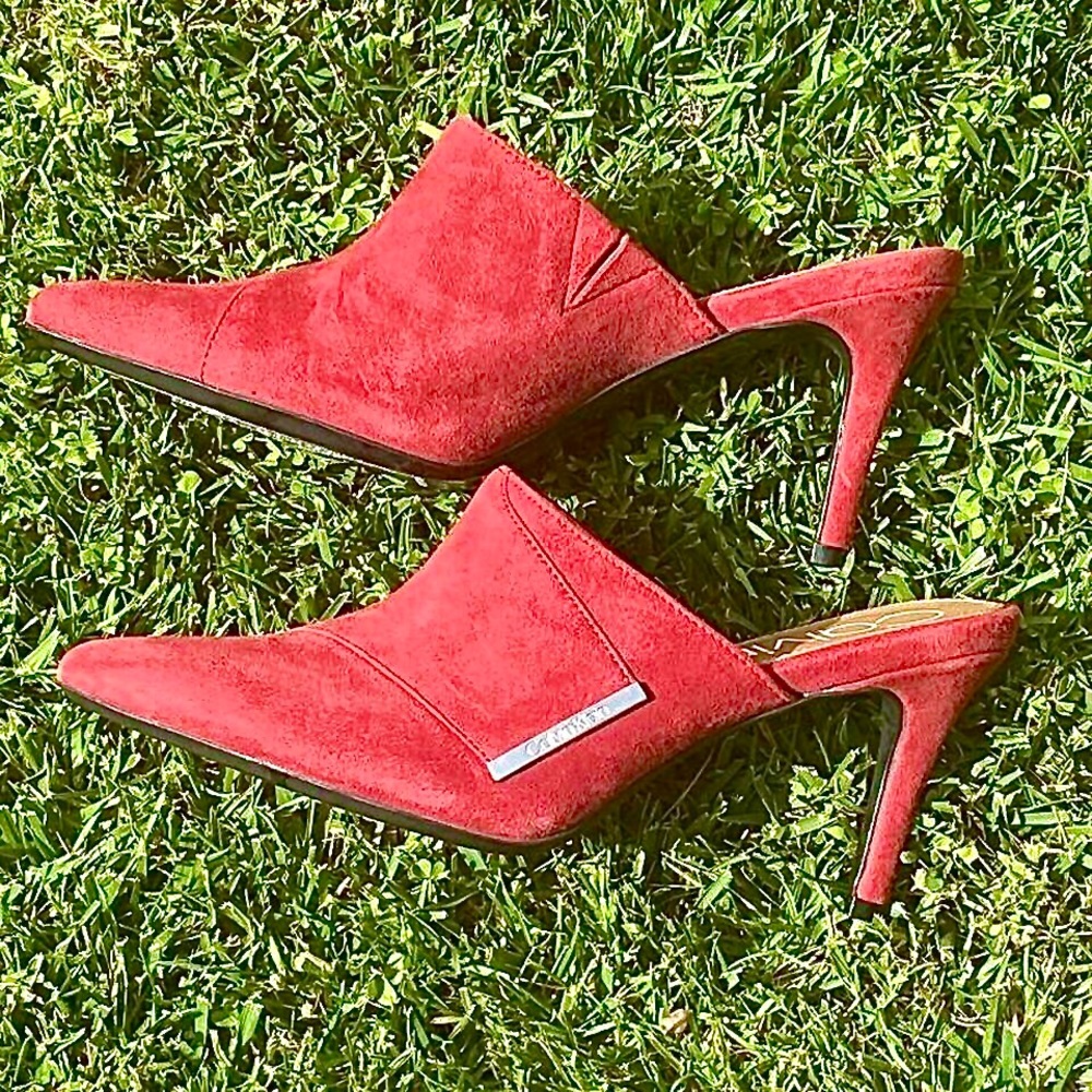 Calvin Klein Grecia Mules Red Suede